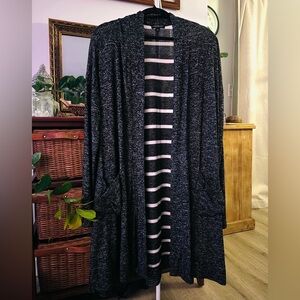 Lane Bryant Black and White Striped Cardigan